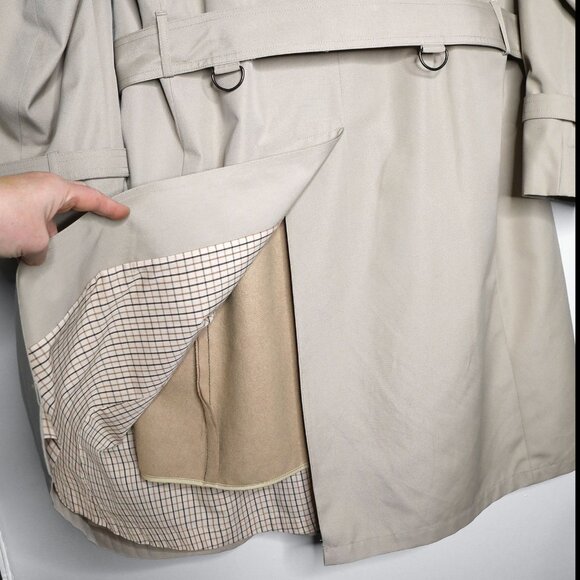 Vintage London Fog Trench Coat Beige Tan Full-Length Jacket Removable Liner 40s - Picture 14 of 16